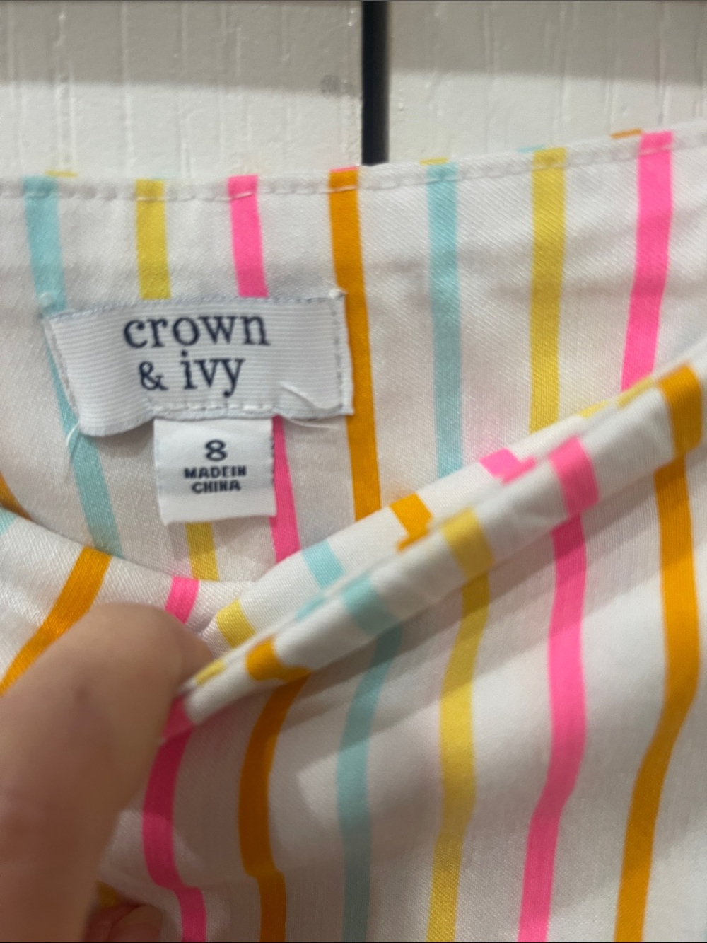 crown & ivy White Mini Skirt with Shorts underneath.Pink, Yellow & Blue Stripes - Picture 3 of 8